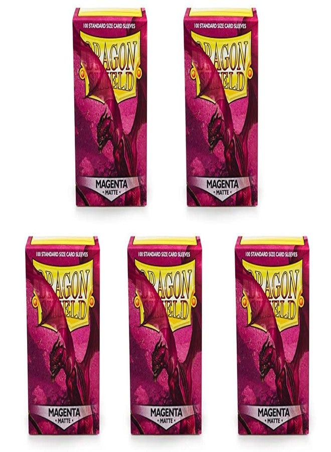 dragon shield 5 Packs Dragon Shield Matte Magenta Standard Size 100 ct Card Sleeves Value Bundle! - Image 1